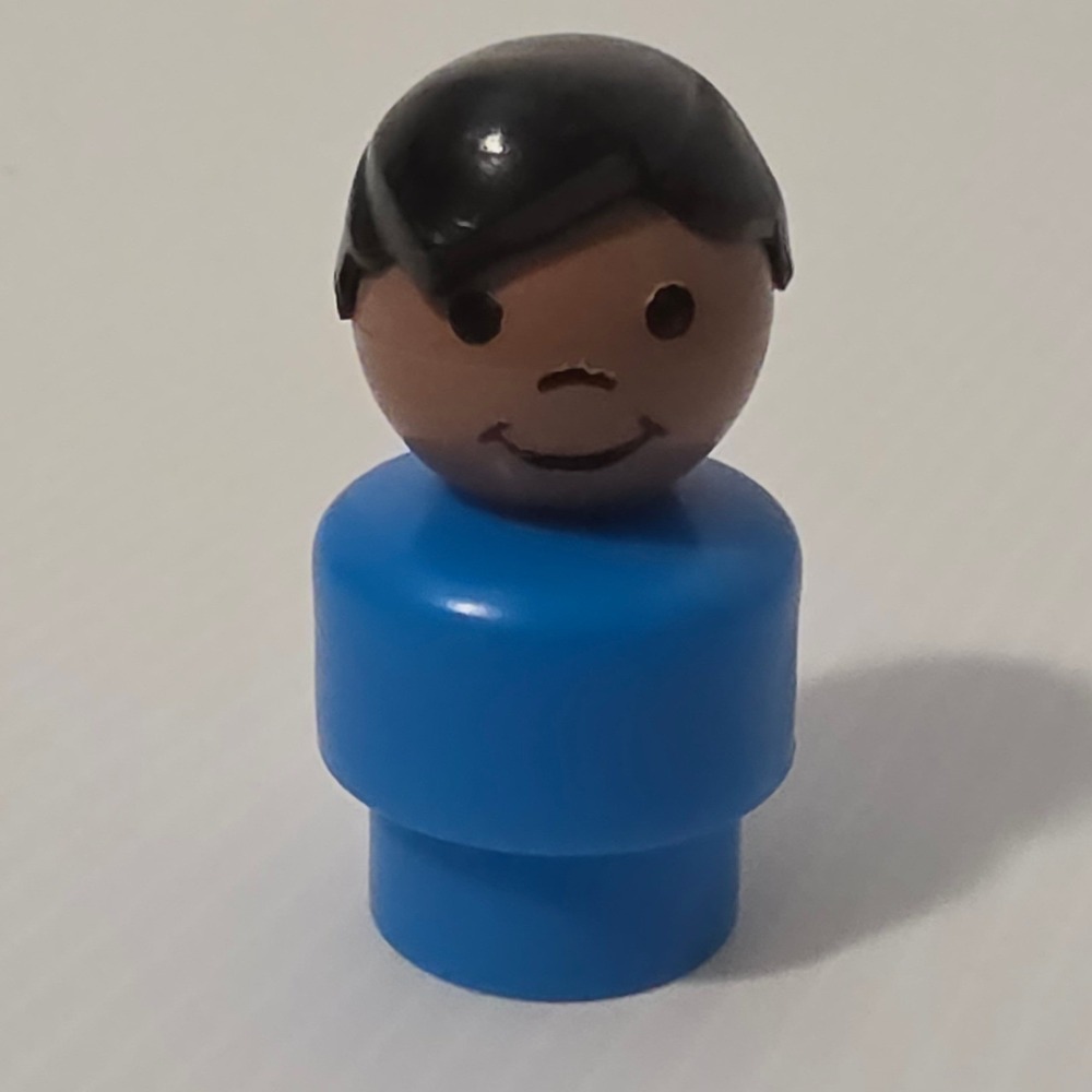 Fisher Price Little People Toy OS Blue Vintage Boy Head Figure 1970s